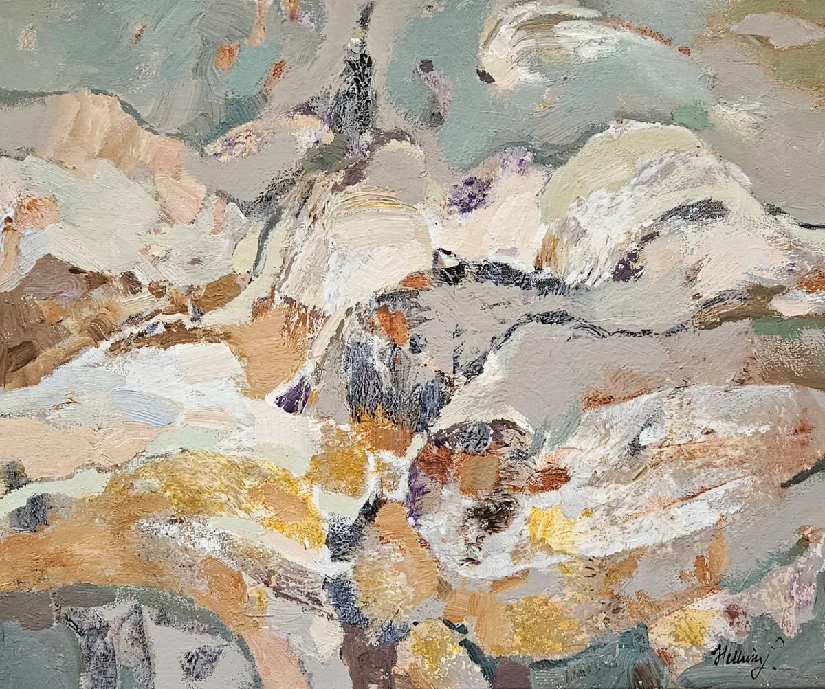 Above the Treeline – Acrylic – Abstract Expressionism – 65×54 cm by Tatiana Hellum