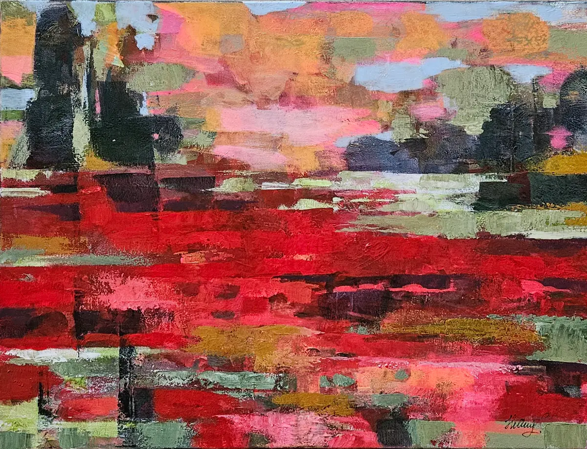 Poppies in Passing - Akryyli - Abstract - 80×60 cm taiteilija Tatiana Hellum