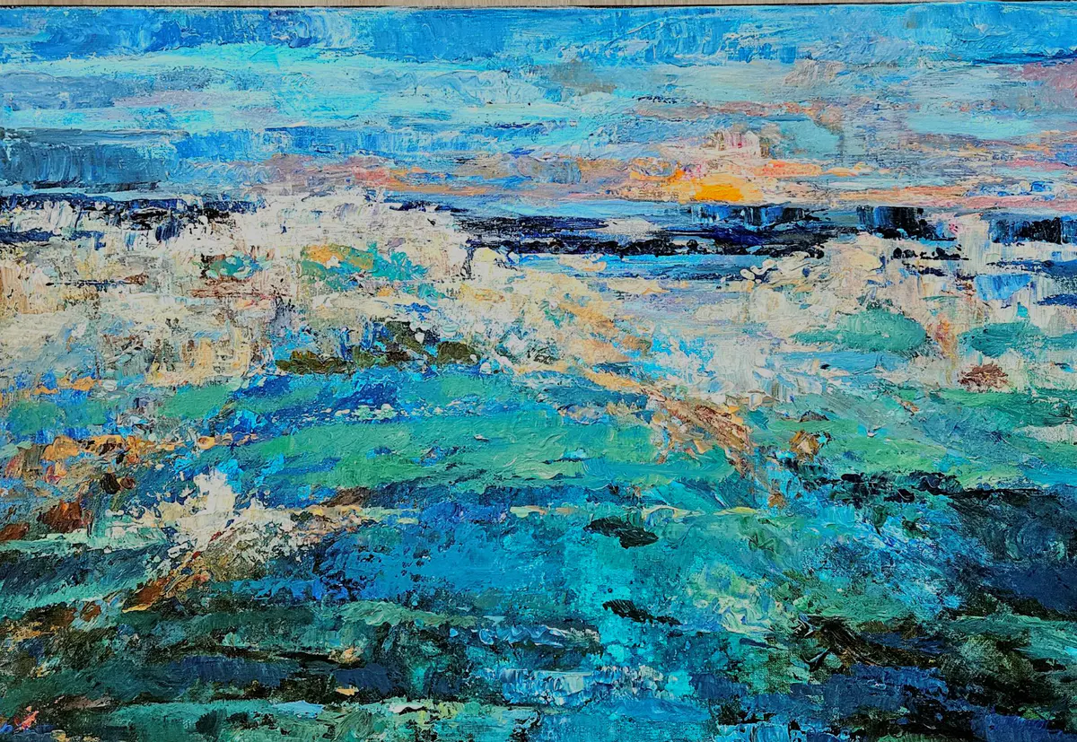 The Call of Turquoise - Akryl - Abstract - 90×60 cm af Tatiana Hellum