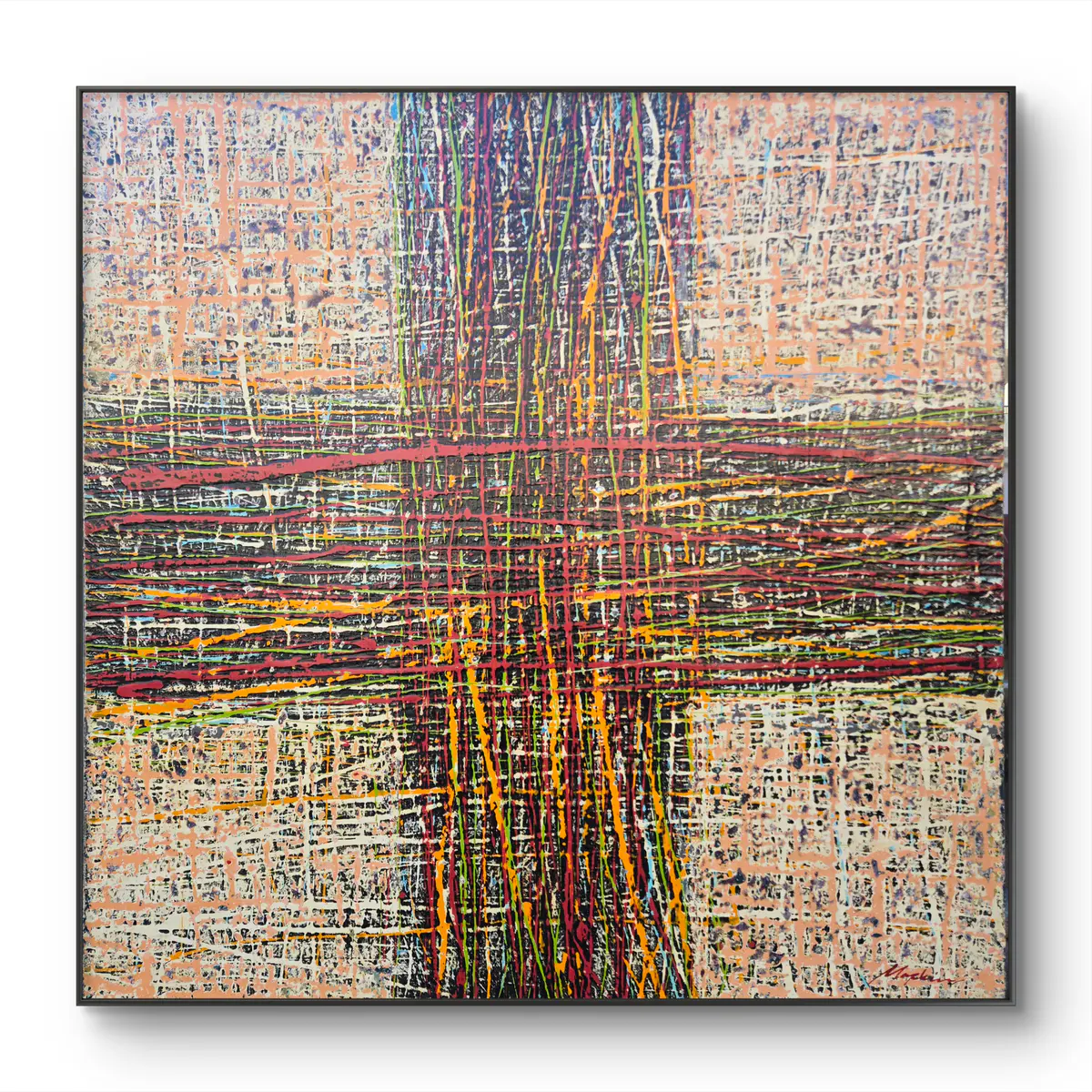 Korsande Färger: Polykromt Samspel - Öljyväri - 100×100 cm taiteilija Vadim Markin