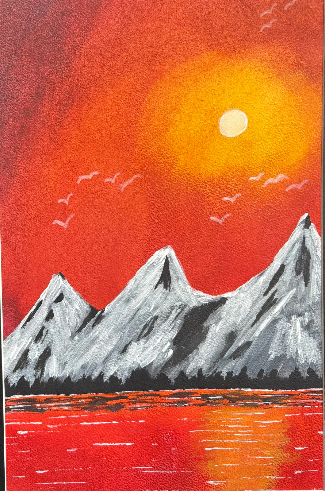 Eldhimmel över fjäll – Acrylic by Ann-Christin (Acmpainting) Martinsson