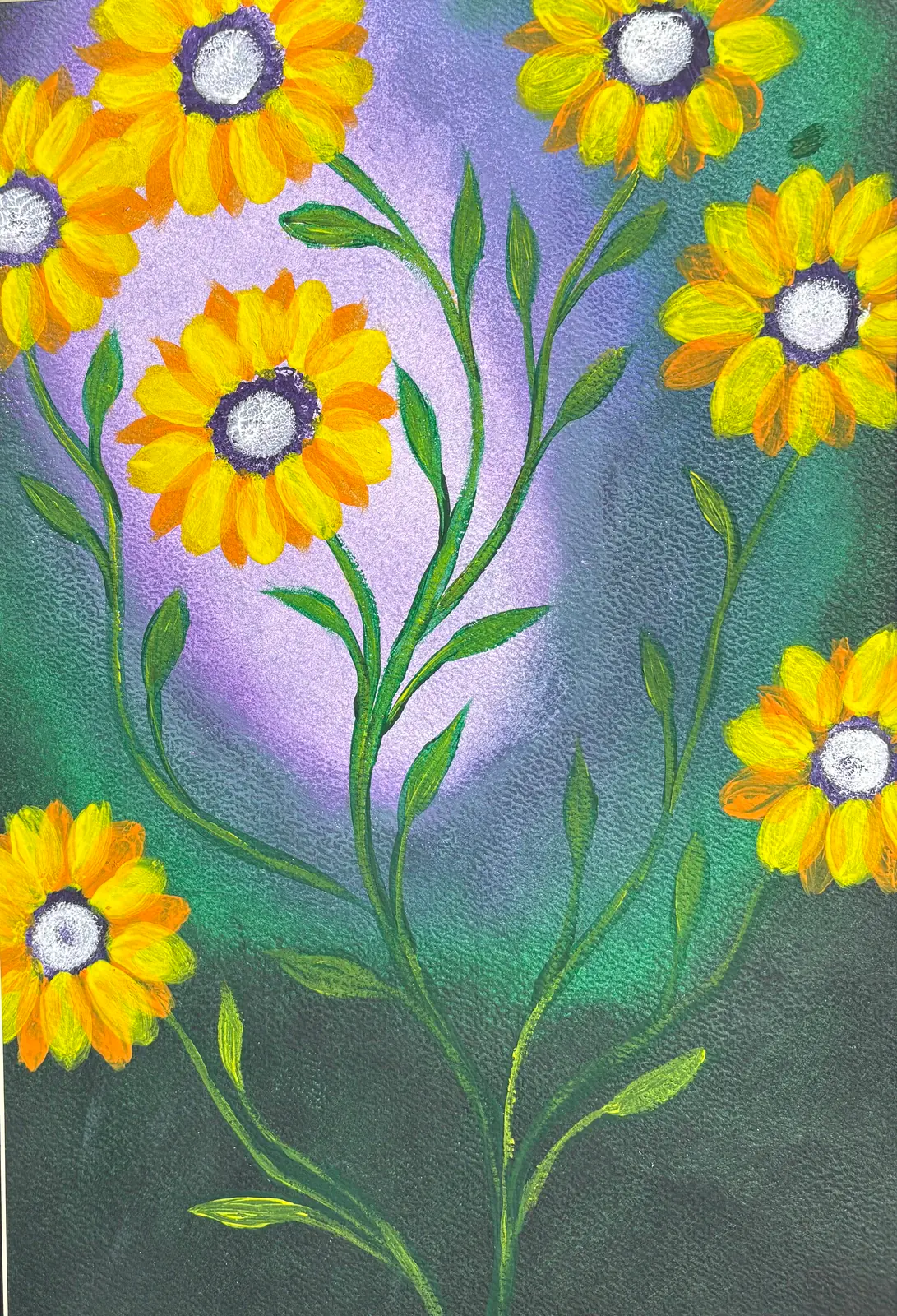 Gula blommor på kvist - Akryl af Ann-Christin (Acmpainting) Martinsson