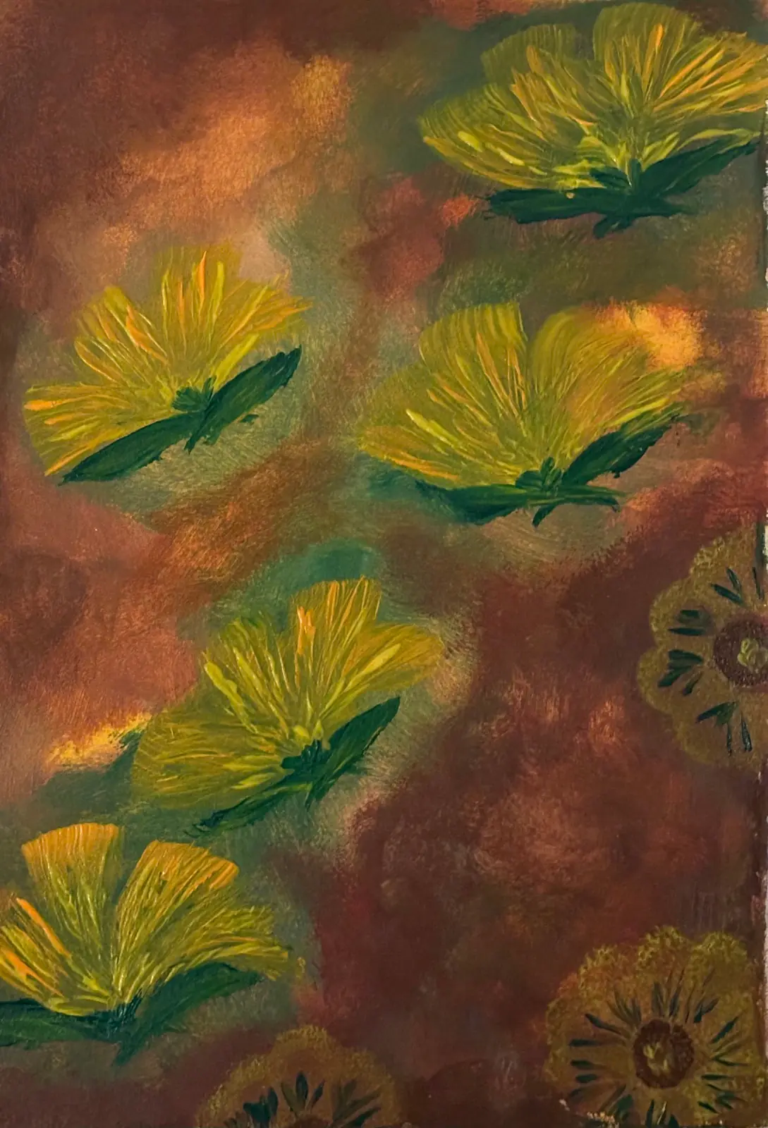 Gula små solar – Acrylic by Ann-Christin (Acmpainting) Martinsson