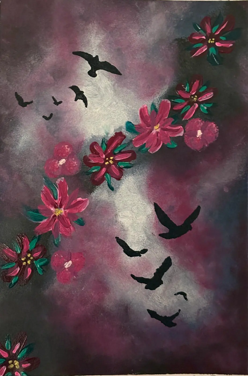 Nattflykt - Akryl af Ann-Christin (Acmpainting) Martinsson