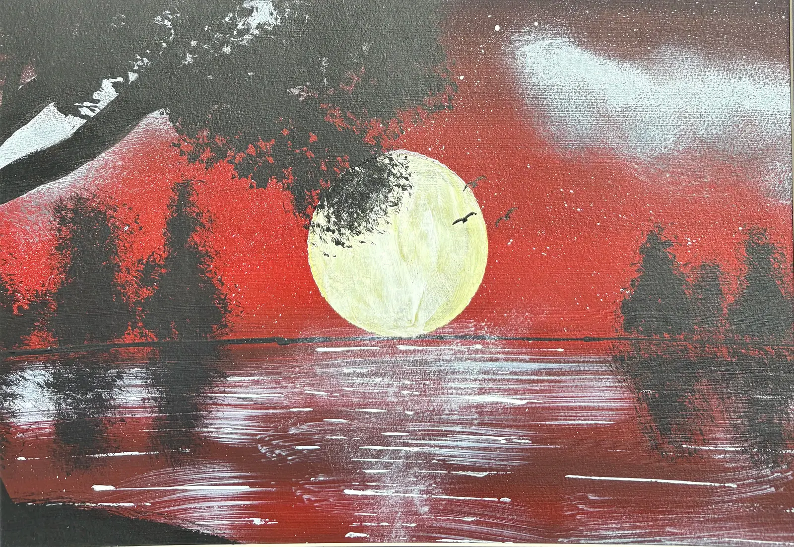 Röd natt - Akryl af Ann-Christin (Acmpainting) Martinsson