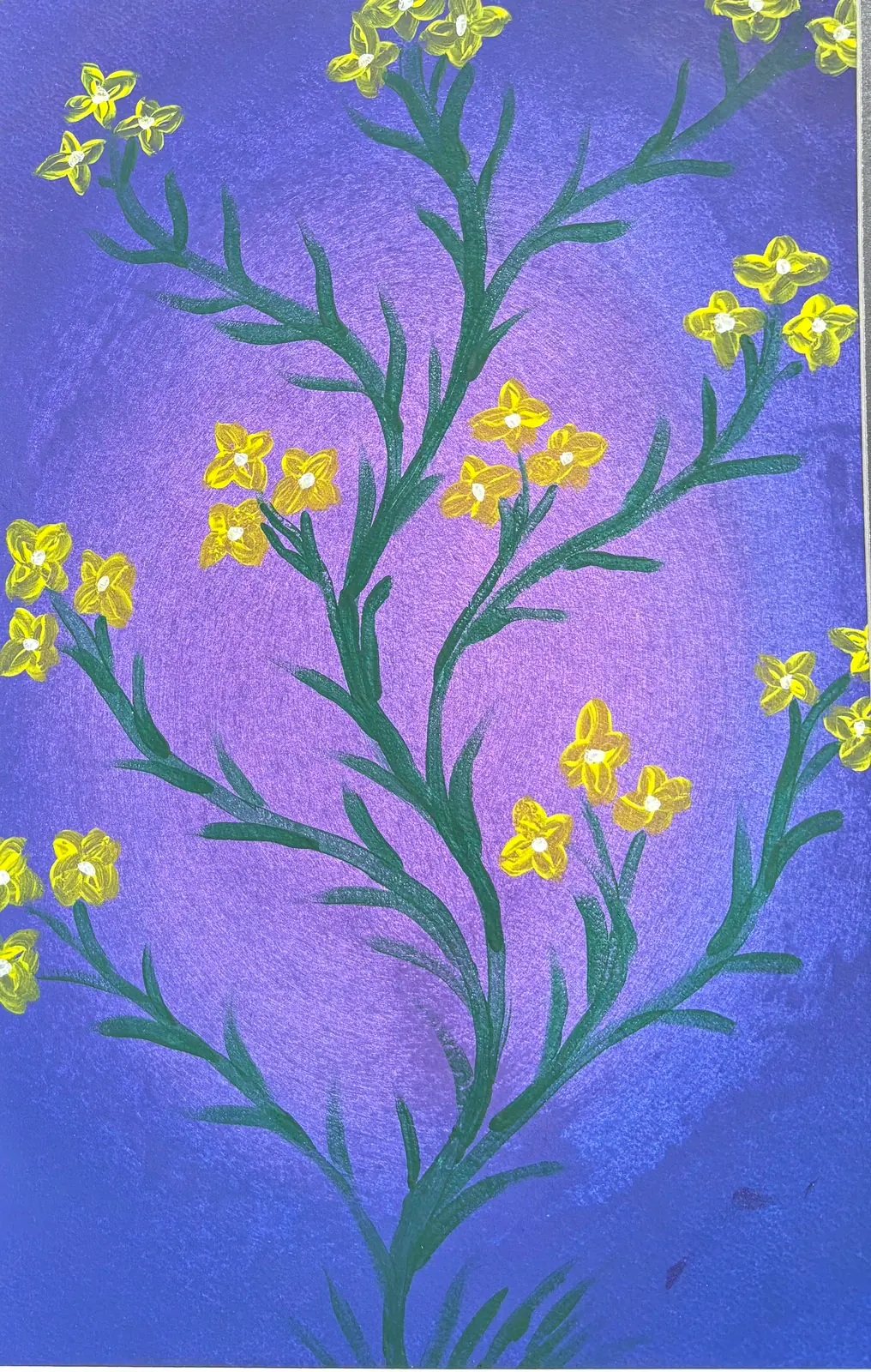 Tre små gula blommor – Acrylic by Ann-Christin (Acmpainting) Martinsson