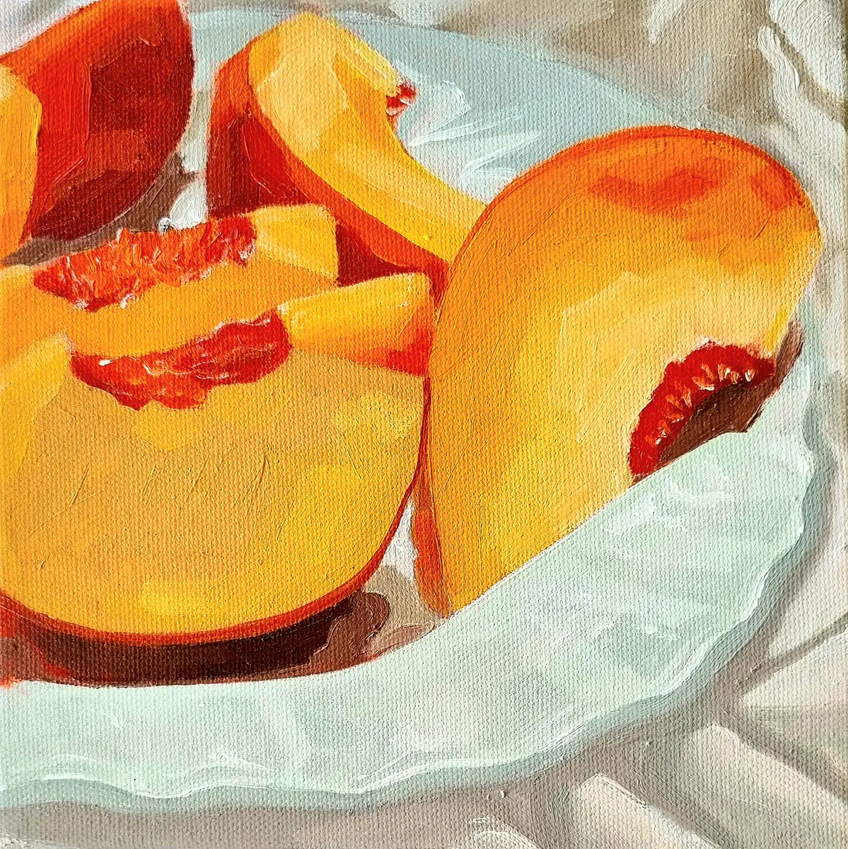 Het nektarin - Öljyväri - Still Life - 20×20 cm taiteilija Lovisa Kexel Sandberg