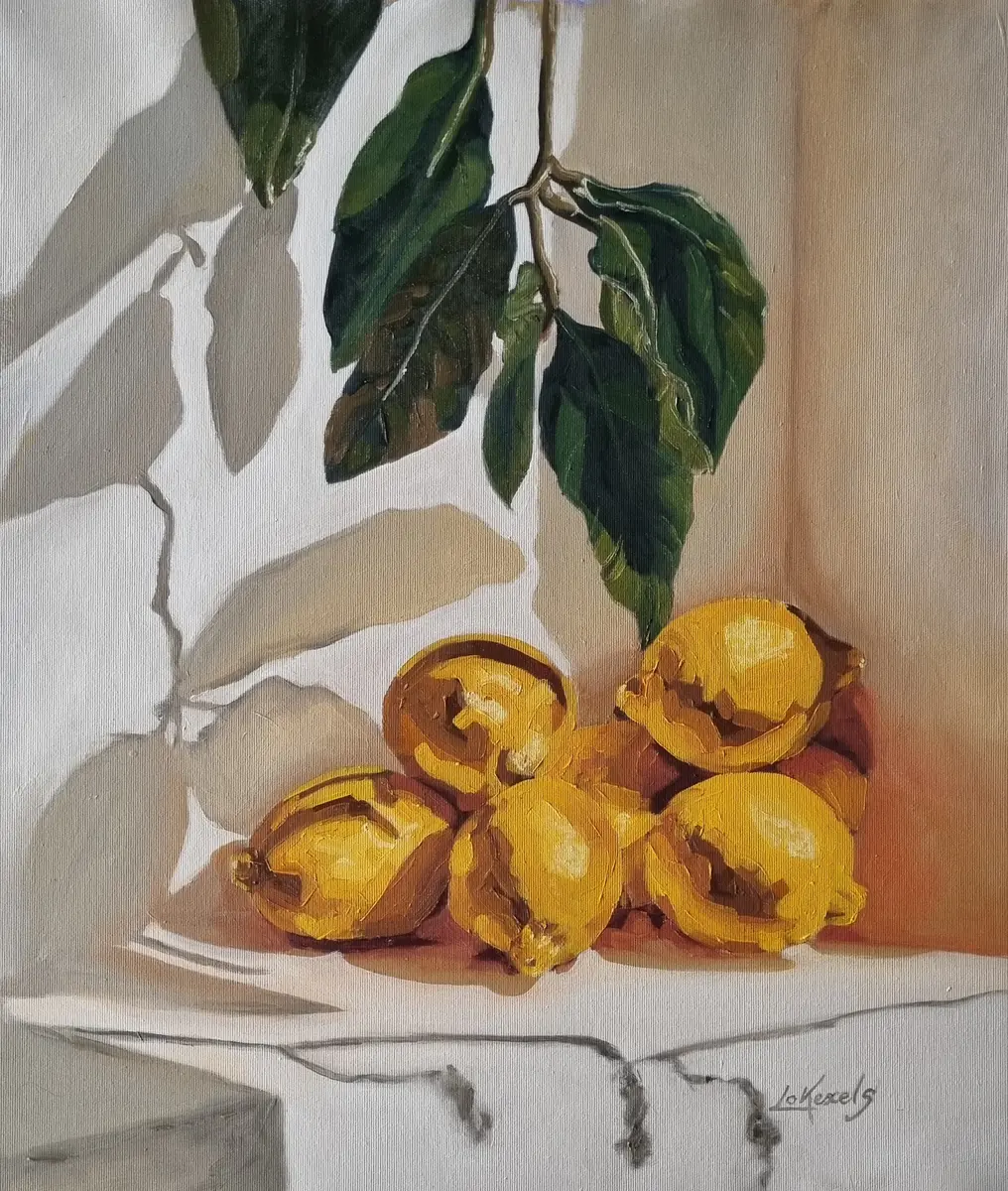 Sette limoni - Akryyli - Still Life - 49×60 cm taiteilija Lovisa Kexel Sandberg