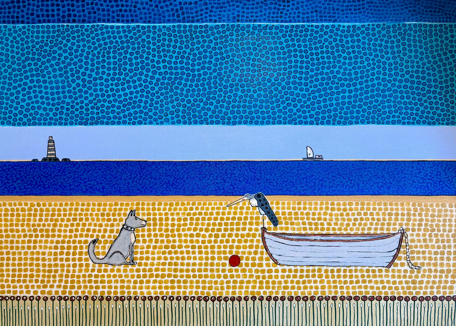 Fetch the ball - Blandet teknikk av Vivianne Otsa