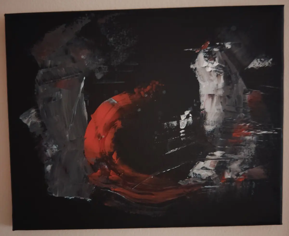 Embers in the Dark - Acryl - Abstract - 30×24 cm door Donna