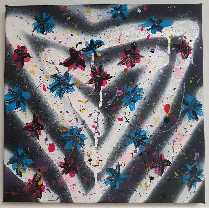 Kontrollerat kaos - Akryl - Abstract Expressionism - 30×30 cm av INA