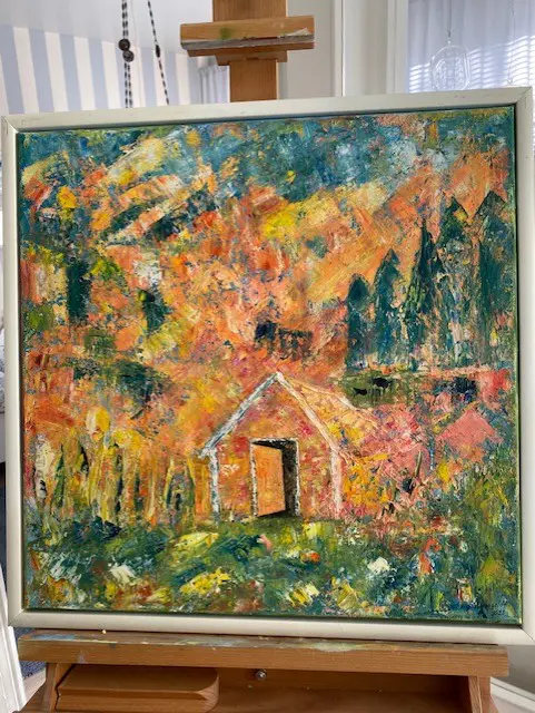 Höstens Färgsymfoni - Öljyväri - Abstract Expressionism - 50×50 cm taiteilija Ingeborg Blomfeldt