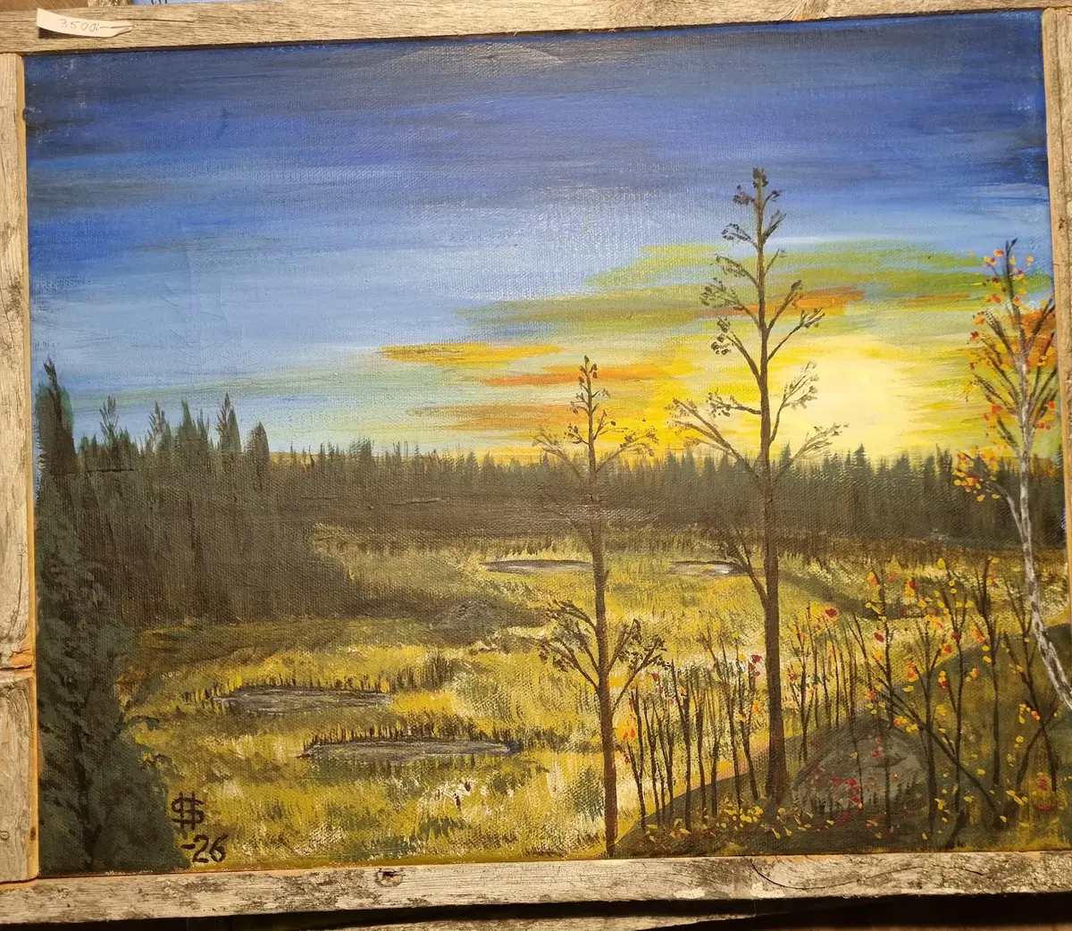 Solnedgång över Norrländsk Myr - Akryyli - Landscape - 41×33 cm taiteilija Håkan Siggemo