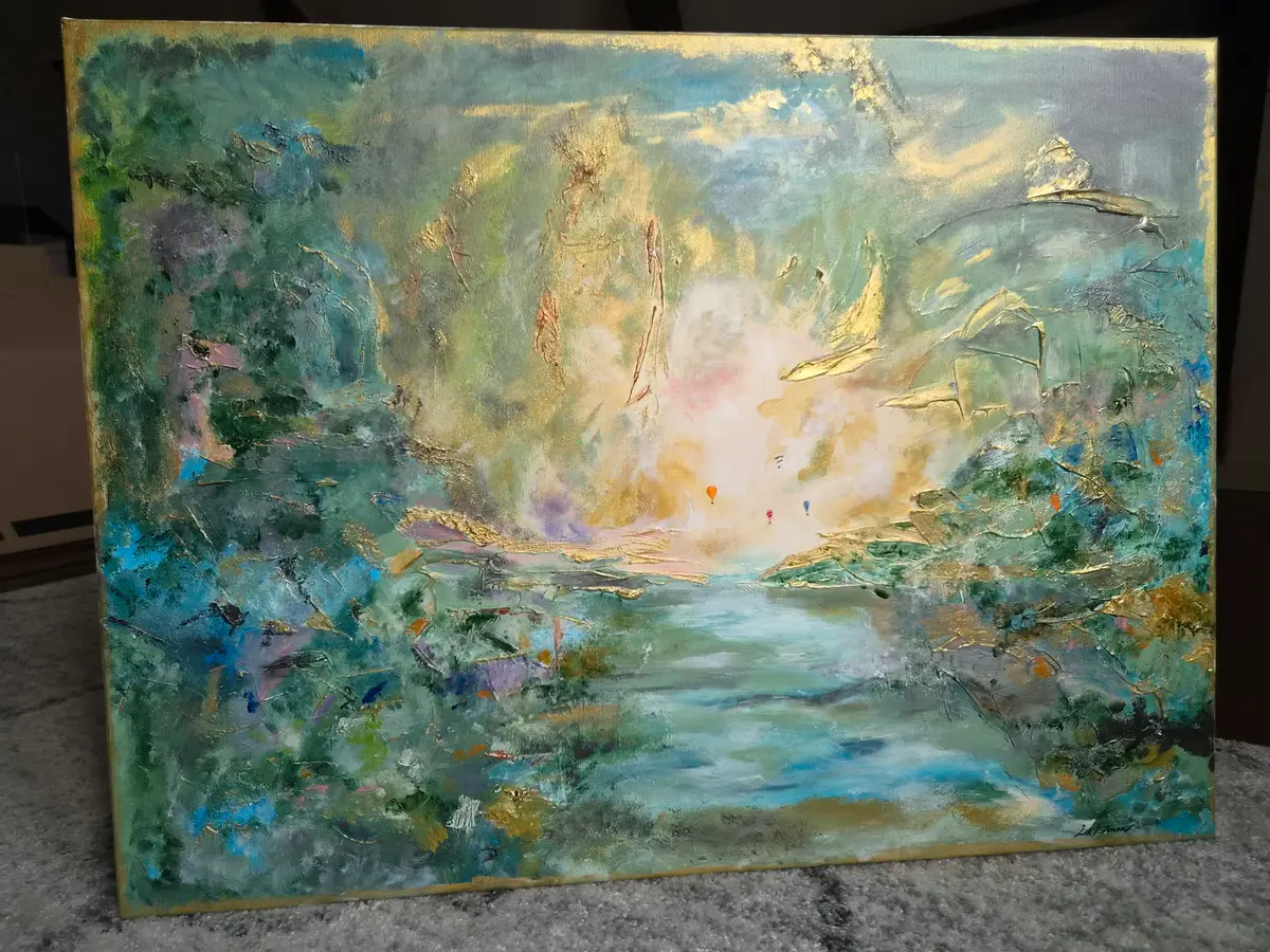 Emerald flight - Akryyli - Abstract Expressionism - 80×60 cm taiteilija Lisa Lithman