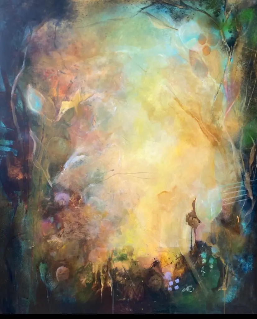 Abstrakt Mysterium i Naturen - Akryyli - Abstract Expressionism - 100×120 cm taiteilija Arja Hermansson