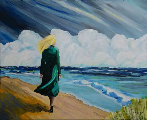 She and the Baltic Sea - Akryl av Andy Renard