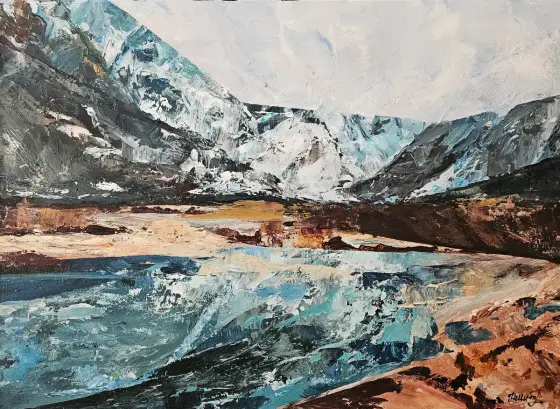 Mountain Serenity - Akryyli taiteilija Tatiana Hellum