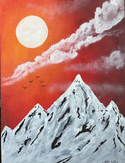 De snöiga bergen – Acrylic by Ann-Christin (Acmpainting) Martinsson