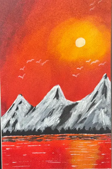 Eldhimmel över fjäll – Acrylic by Ann-Christin (Acmpainting) Martinsson