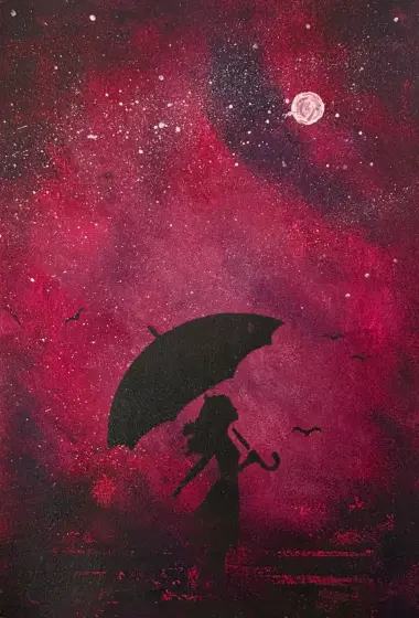 Flickan under månen – Acrylic by Ann-Christin (Acmpainting) Martinsson