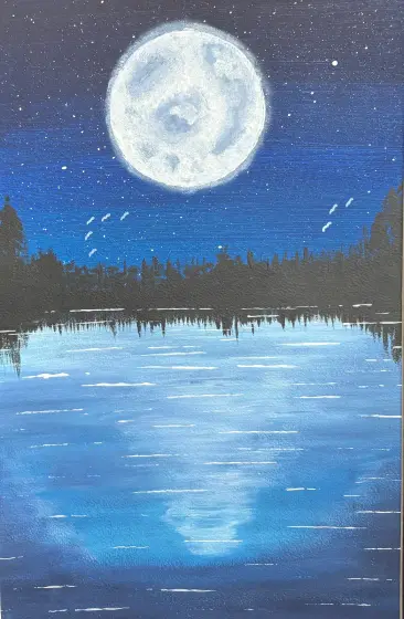 Månsken i natten – Acrylic by Ann-Christin (Acmpainting) Martinsson