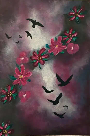 Nattflykt – Acrylic by Ann-Christin (Acmpainting) Martinsson