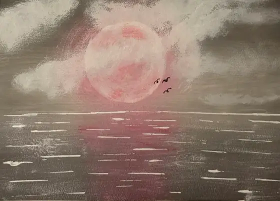 Rosa natt – Acrylic by Ann-Christin (Acmpainting) Martinsson