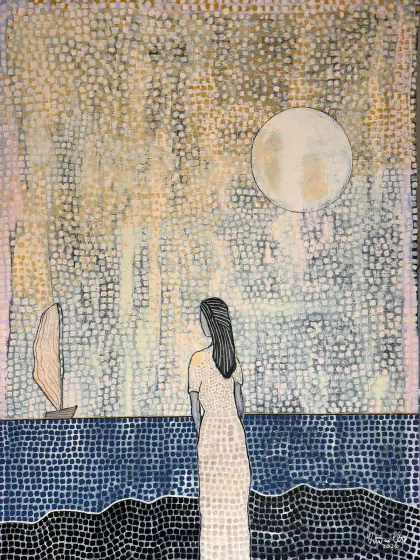 Lady by the sea - Akryl av Vivianne Otsa