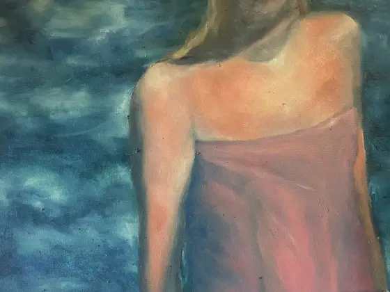 Agnes i solljus - Öljyväri taiteilija Erdbeeren