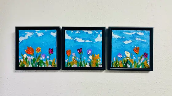 Farverig Fornemmelse af Sommerens Blomster - Akryyli taiteilija Wasim Kiwan