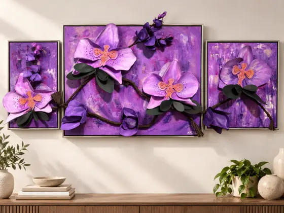 Orchid Reverie – Original 3D Floral Triptych thumbnail 10