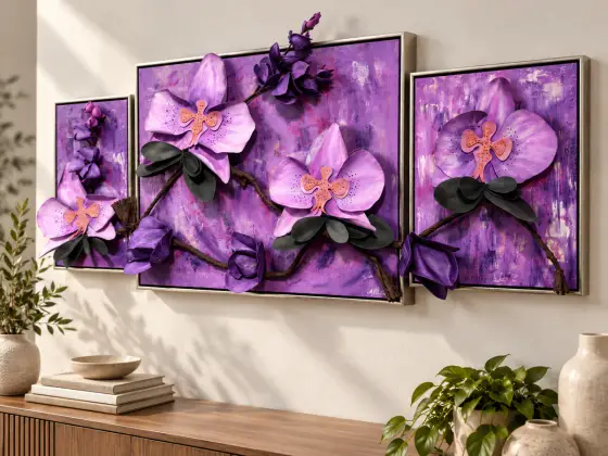 Orchid Reverie – Original 3D Floral Triptych thumbnail 3